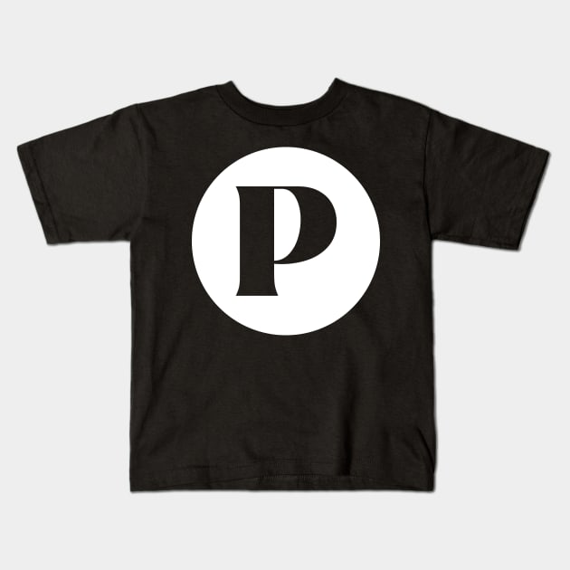 P (Letter Initial Monogram) Kids T-Shirt by n23tees